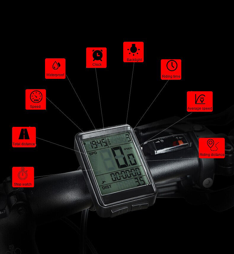 Wireless Bicycle Speedometer LCD Odometer Waterproof Cycling Computer
