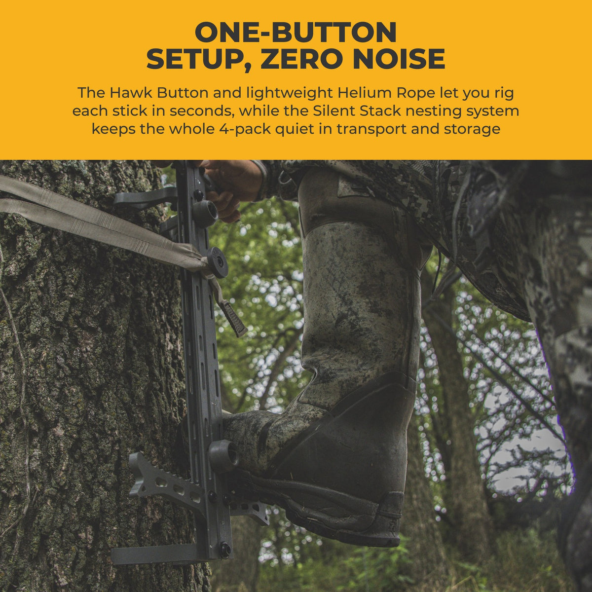 Hawk Helium 4-Pack Aluminum Climbing Sticks for Tree Stand Hunting, 20 Inch