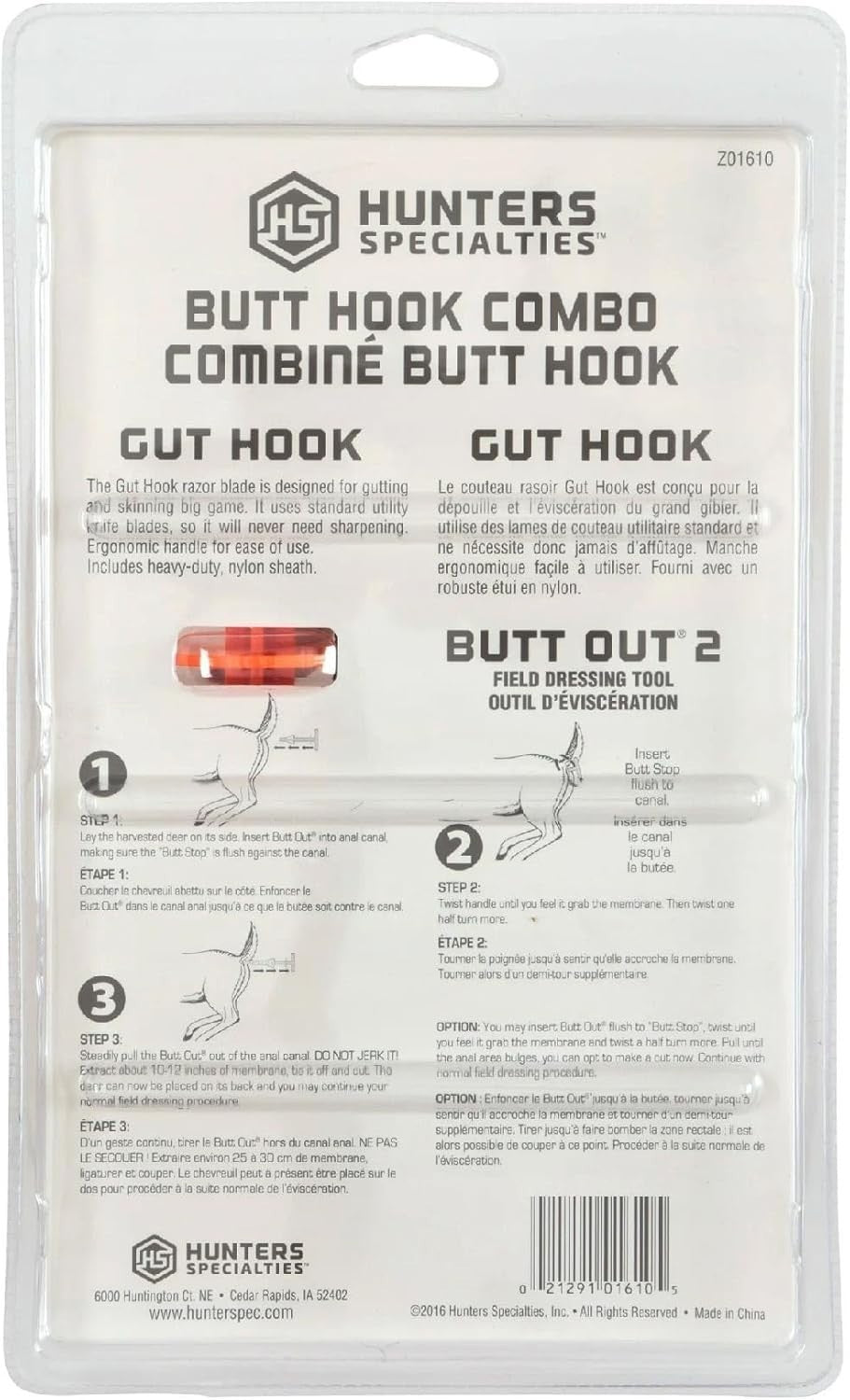Big Game Field Dressing Kit with Gut Hook and Butt Out for Hunting