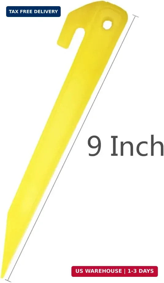 Heavy Duty Plastic Tent Stakes - 12 Pack, 9 Inch Durable Outdoor Pegs