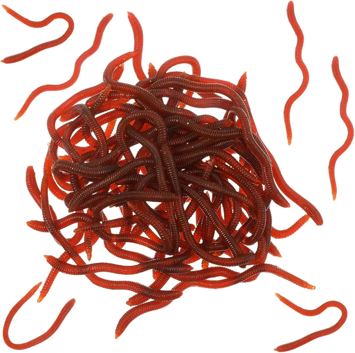 50 Pcs Soft Lure Earthworms for Fishing and Pranks - Realistic Fake Worms