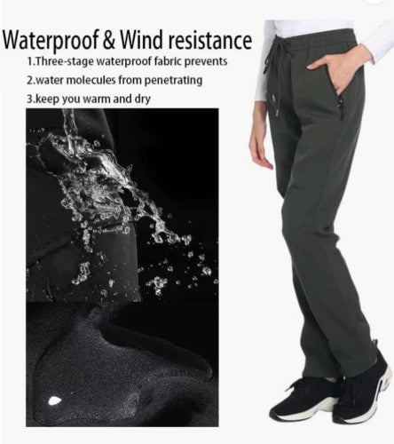 Women's Waterproof Snow Ski Pants with Fleece Lining - Windproof & Warm Outdoor Hiking Trousers