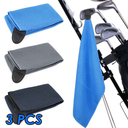 Magnetic Microfiber Golf Towel Pack - Absorbent, Waffle Pattern, Detachable Magnet