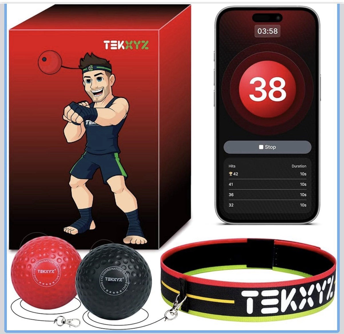 Reaction Ball with Counter App & Online Community - Black & Red