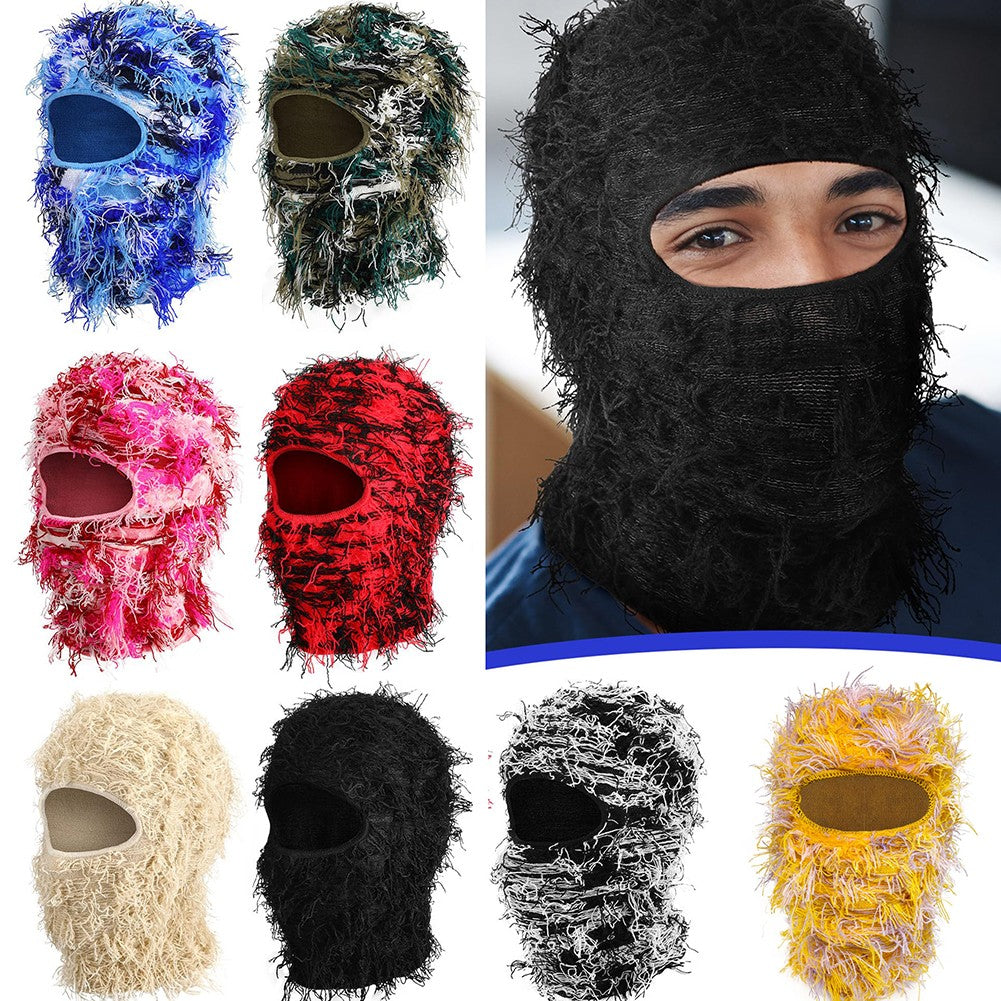 Distressed Full Face Ski Mask Balaclava for Winter Sports and Cosplay