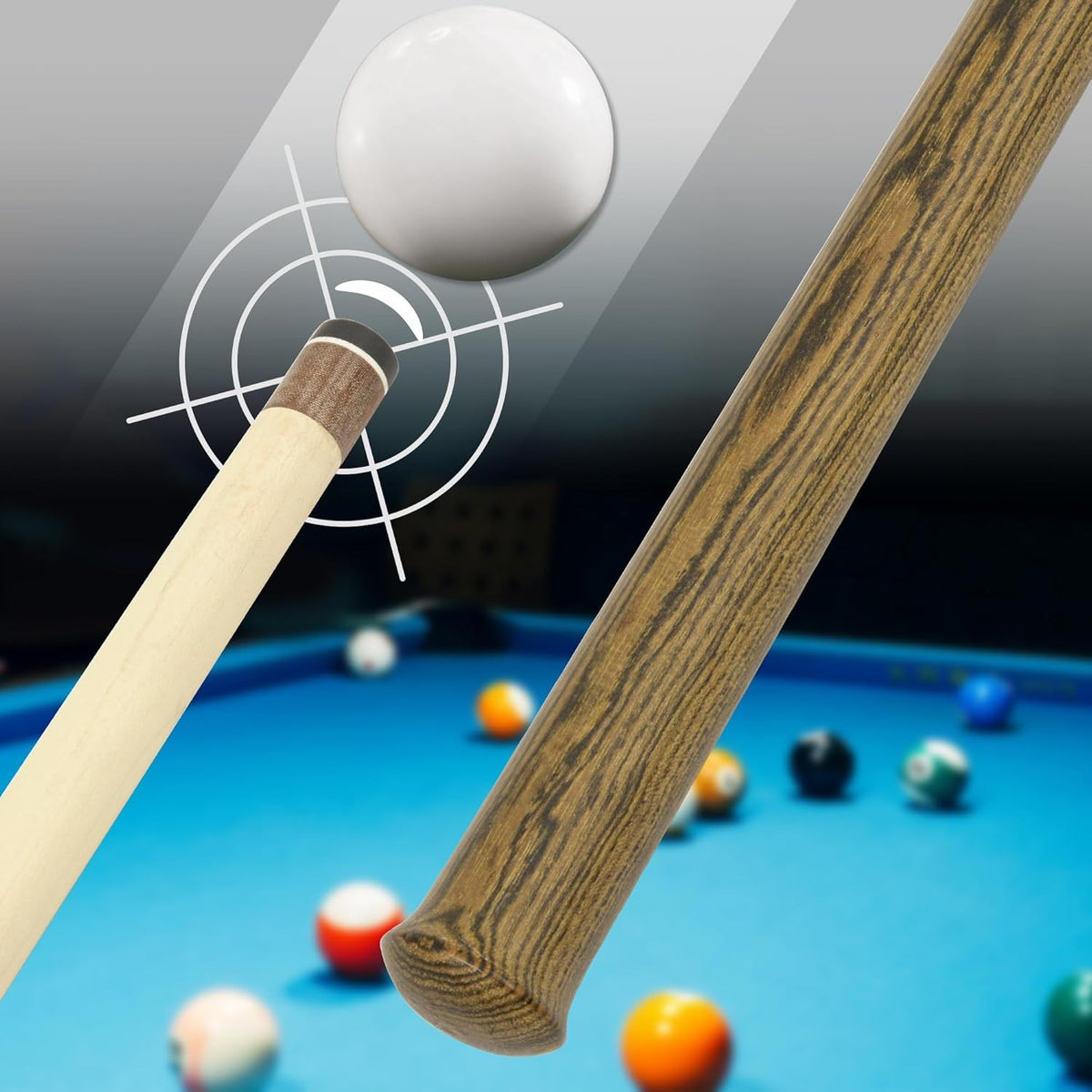 Kids Pool Cue Stick 42" Canadian Maple 2-Piece, 13.5mm Tip, 10.5oz - Durable Billiard Cue