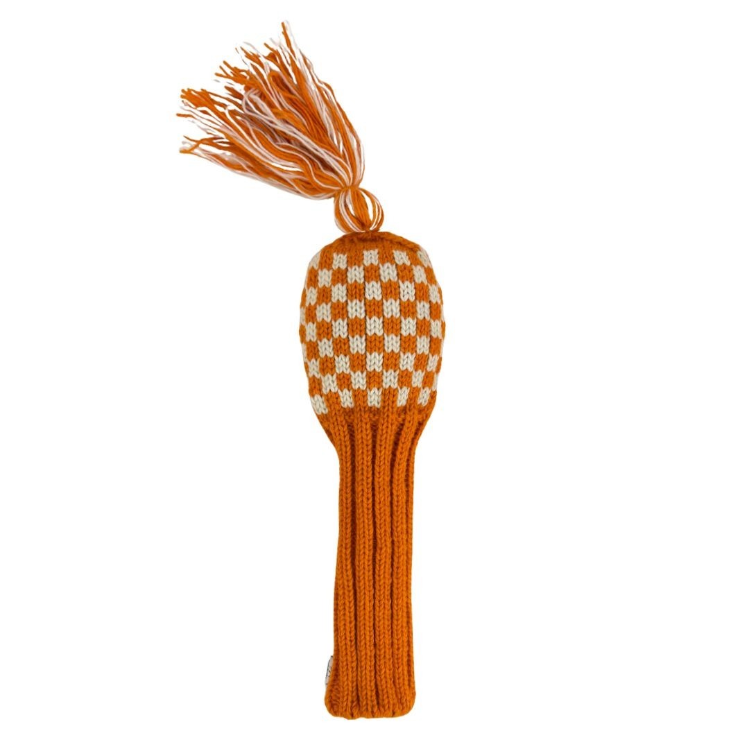 Hand Knit Wool Golf Driver Headcover with Pom Pom - Natural Wool, Fits Up To 460cc