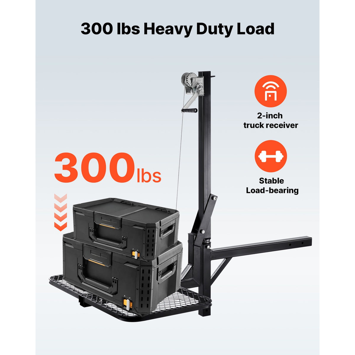 Hitch-Mounted Deer Hoist with Lift System Platform 300 lb Capacity