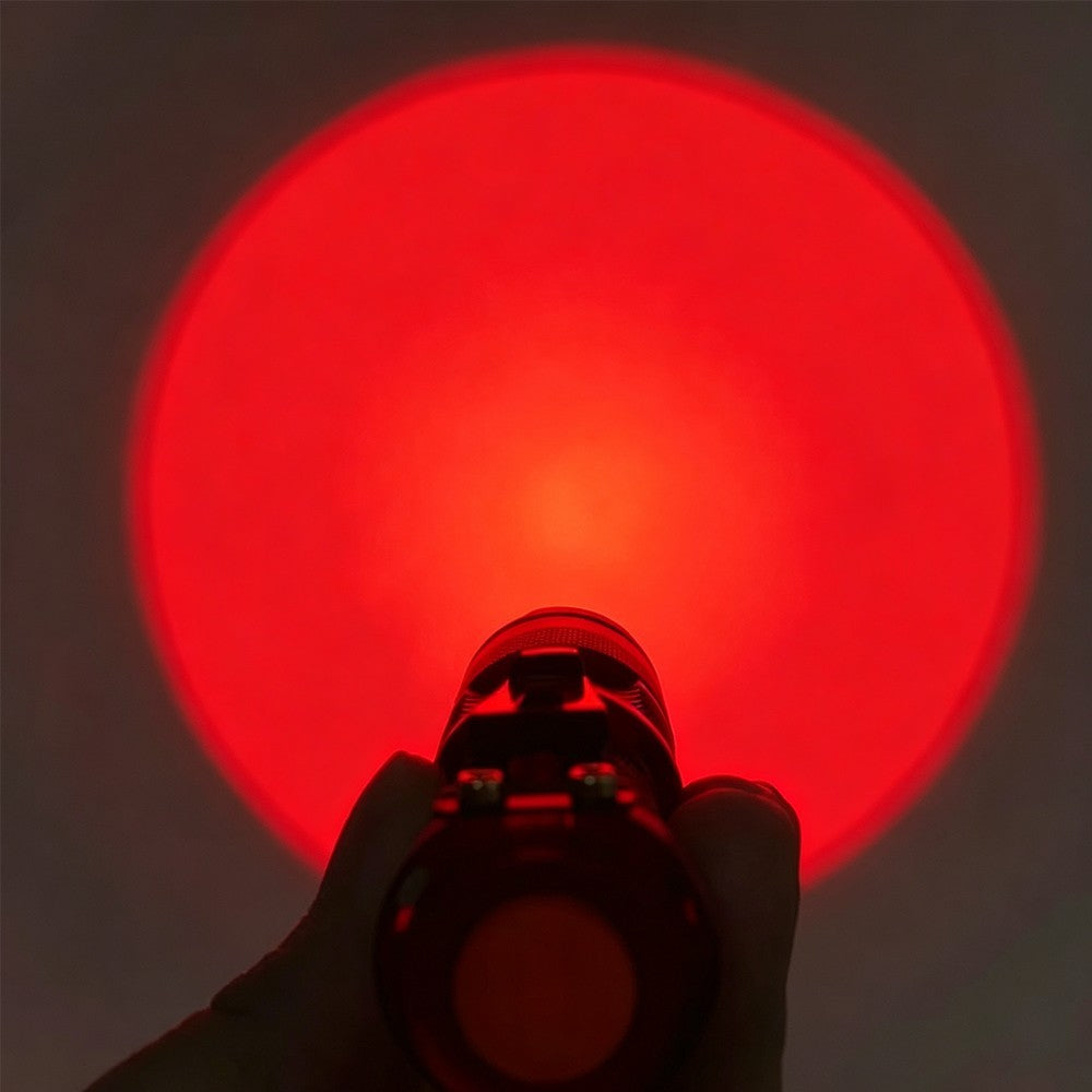 Mini Red Light LED Flashlight with Zoom, 3 Modes, Waterproof, Emergency Use