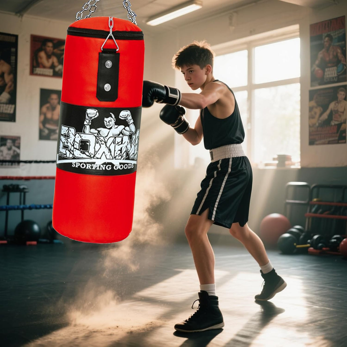 Heavy Duty Kids Punching Bag Set with Gloves for Kickboxing MMA Fitness Training