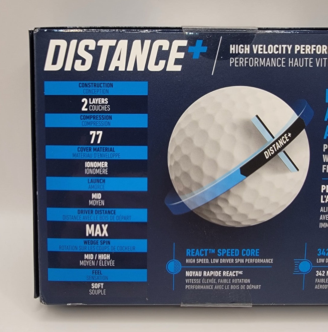 Golf Balls 1 Dozen Distance+ White Medium Compression Max Distance