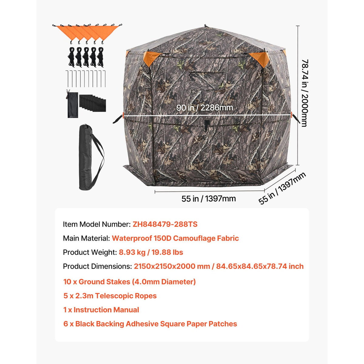 Portable Hunting Blind for 6-7 People with Carry Bag - Weather-Resistant & Quiet Design