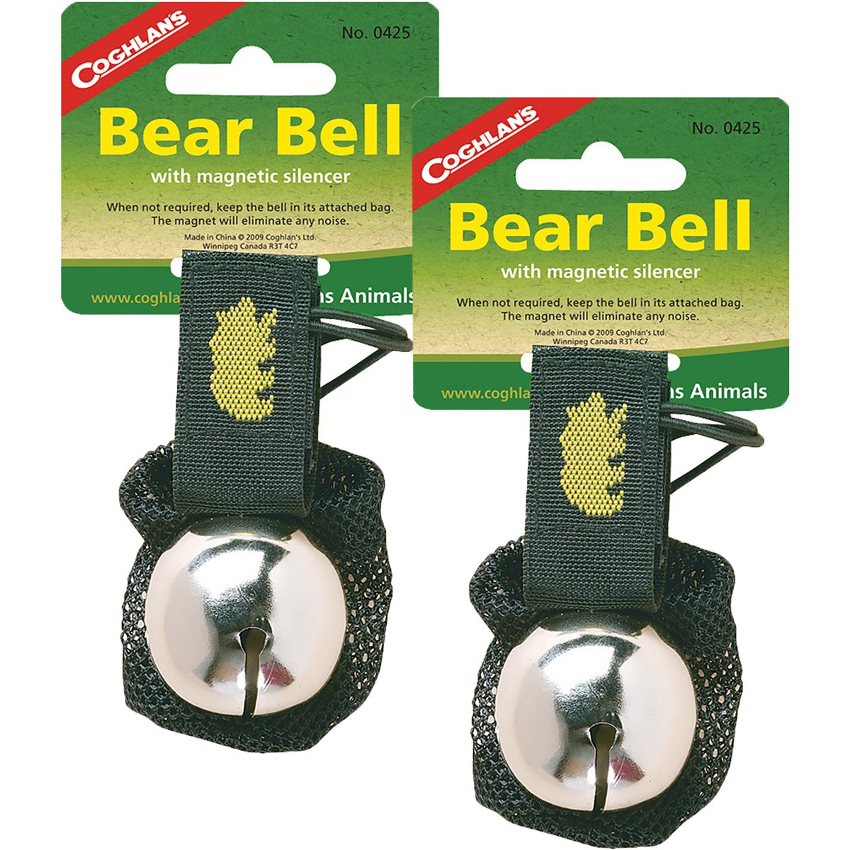 Coghlan's Bear Bell with Magnetic Silencer & Carry Strap 2 Pack - Silver