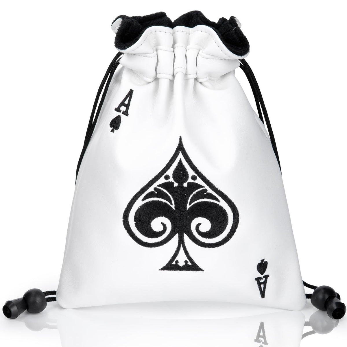 Golf Valuables Pouch with Drawstrings - Leather Golf Ball & Tee Bag, Organizer