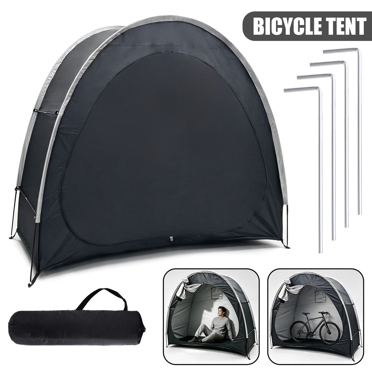 Portable Waterproof Bike Storage Tent for 2-4 Bicycles Outdoor Shelter