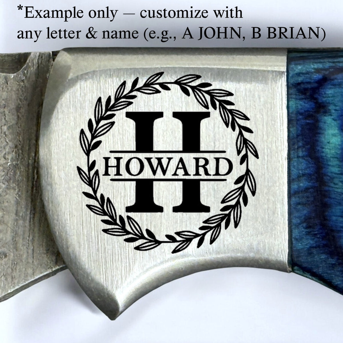 Personalized Damascus Folding Knife with Stag Antler and Rosewood Handle - Custom Engraving Gift
