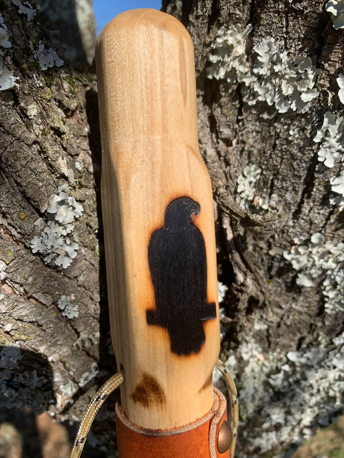 Hand Carved Wooden Hiking Stick with Natural Earth Tones and US Craftsmanship