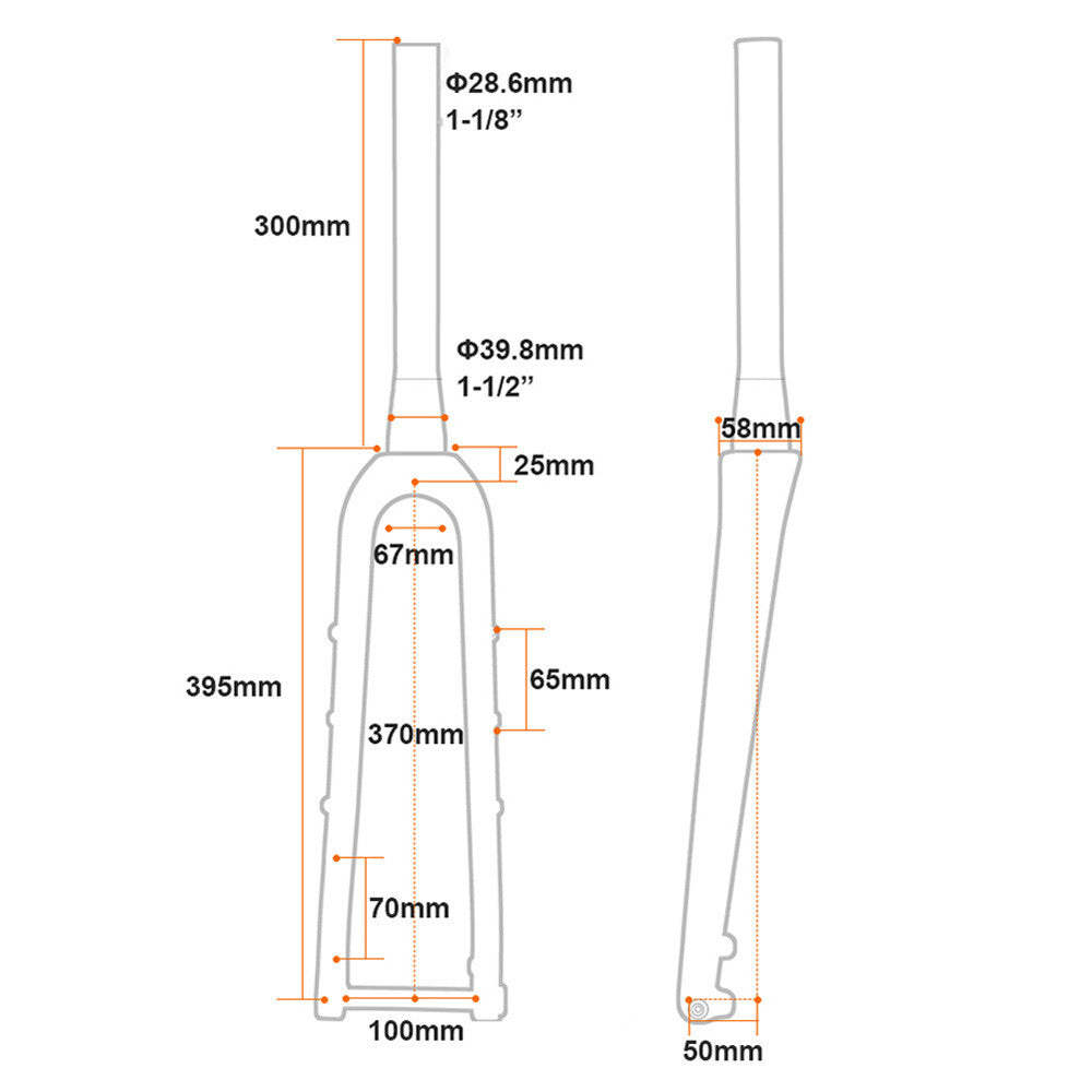 700C Carbon Road Gravel Bike Fork Tapered Disc Brake 12mm Thru Axle