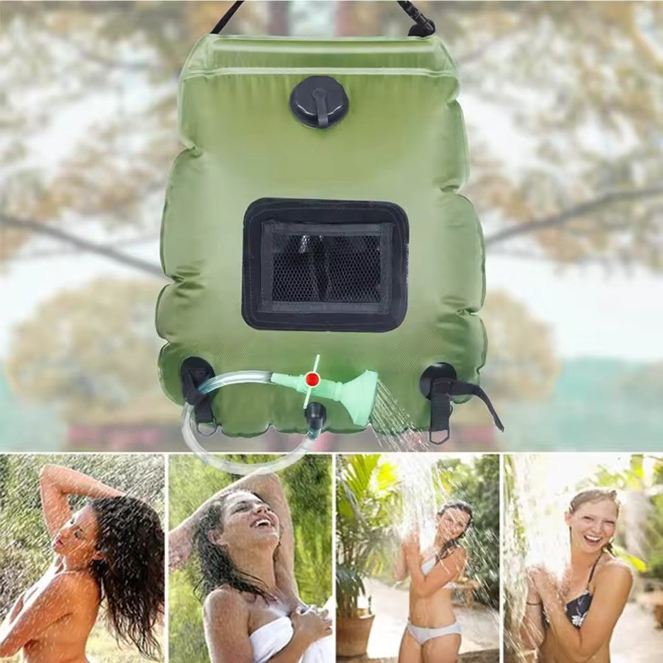 5-Gallon Solar Camping Shower Bag with Hose & Head - Portable Outdoor Shower