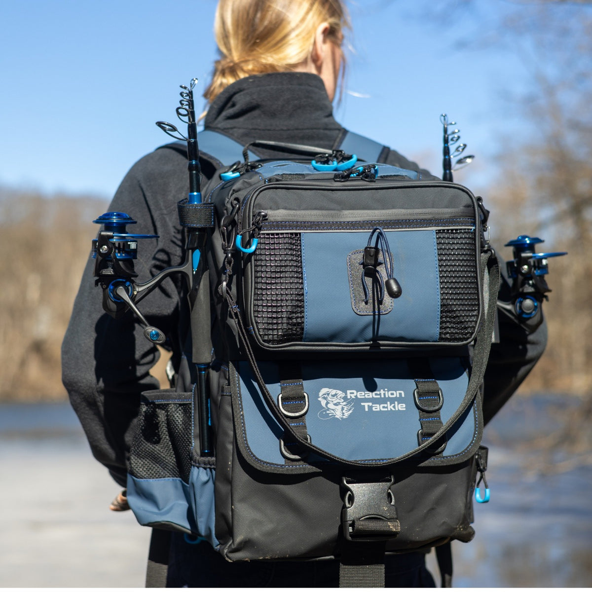 Fishing Tackle Backpack with Detachable Bait Binder - Heavy-Duty Water-Resistant Storage