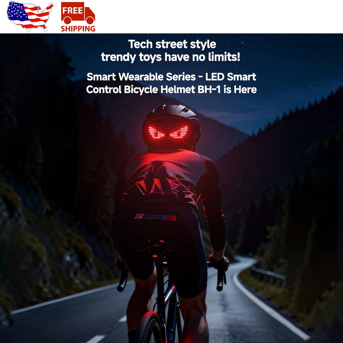 LED Helmet Display with Bluetooth Control - Motorcycle & Cycling Safety Light