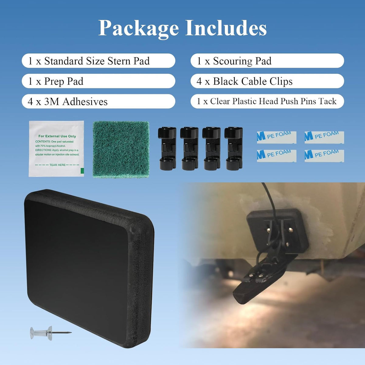 Screwless Transducer Mounting Kit - Standard Size, Marine-Grade, Black