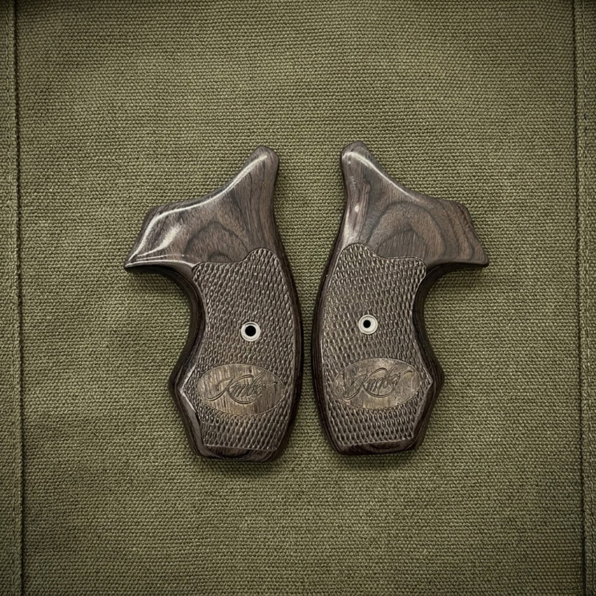 Kimber K6s DASA Walnut Checkered Combat Grips for Revolver - Ergonomic & Tactical