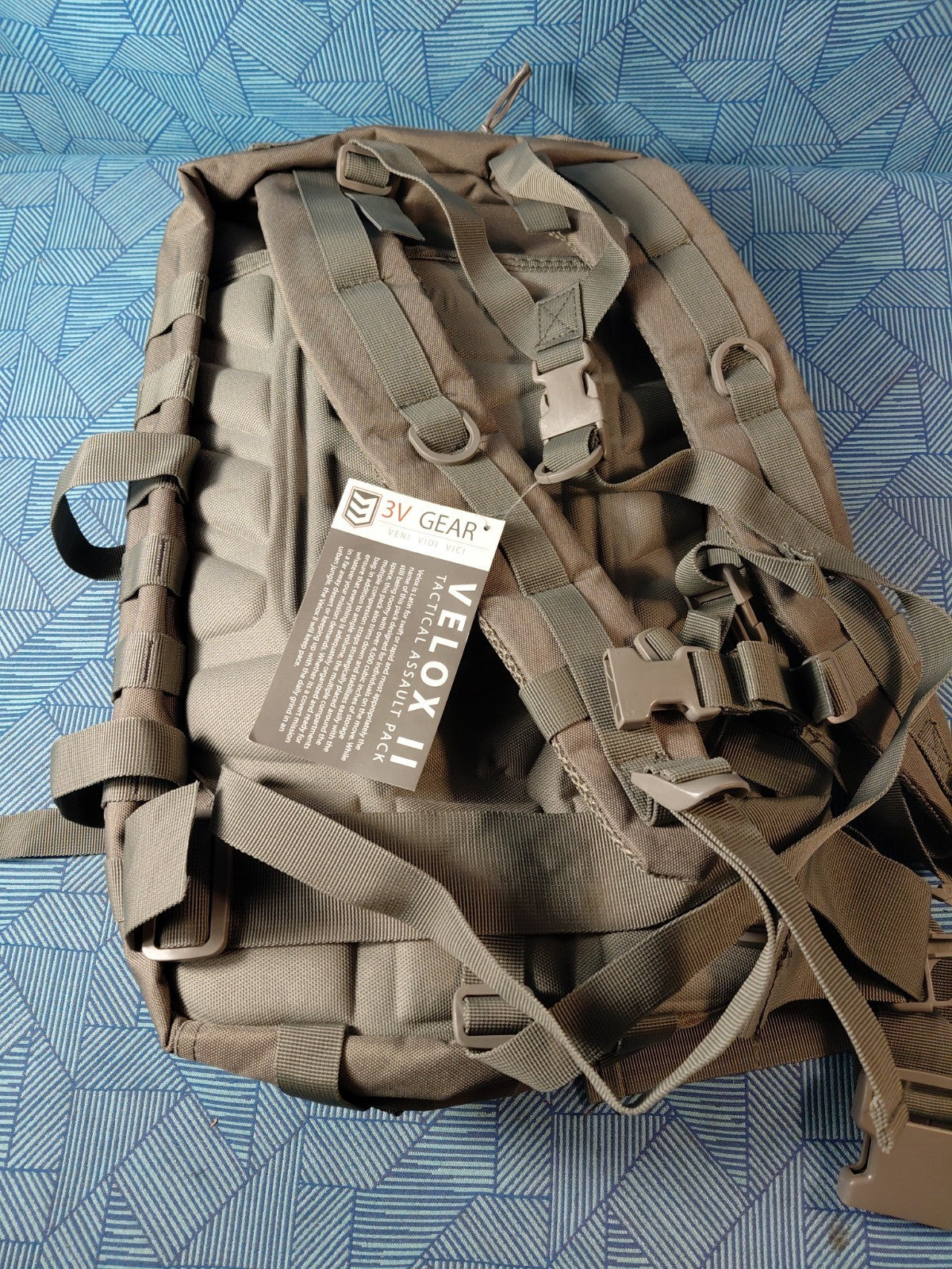 3V Gear Velox II Tactical Assault Backpack Bag - 1600 Cubic Inches, MOLLE System, Unisex Outdoor Use