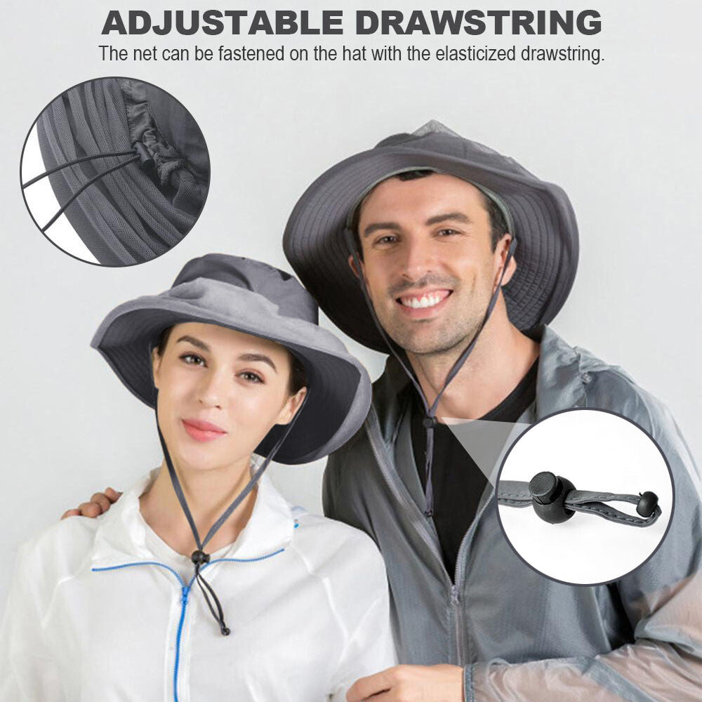 Outdoor Mosquito Net Hat with Sun Protection and Adjustable Mesh Cap