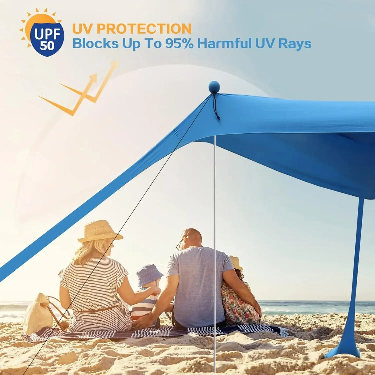 Portable Beach Tent Sun Shade Canopy UPF 50+ with Sandbags, Lightweight Outdoor Shelter