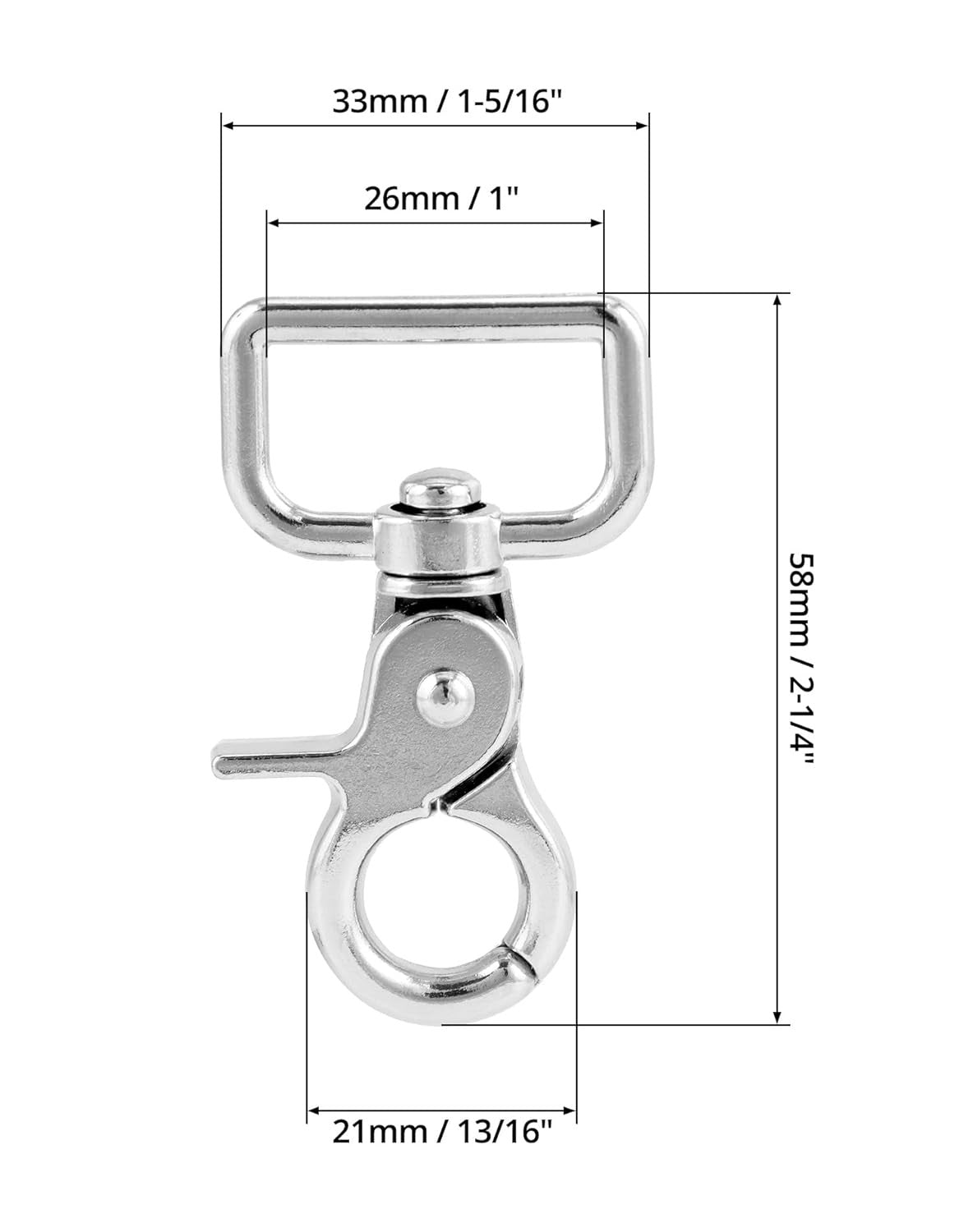 Heavy Duty Nickel Plated Swivel Snap Hooks 10 Pack for Crafts & Outdoor Use