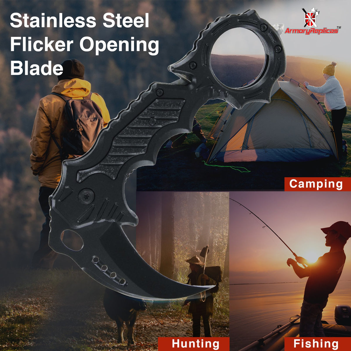 Tactical Karambit Knife with Spring Assist & Emergency Features