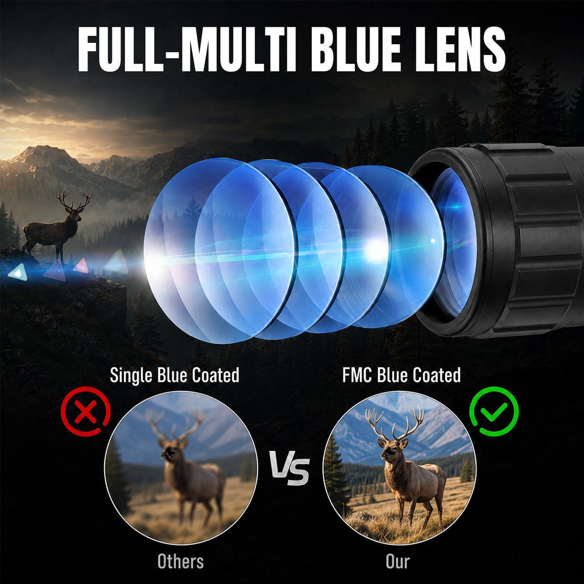 6-24X50 with Red/Green Illuminated Mil-Dot Reticle and 20mm Rail Mount