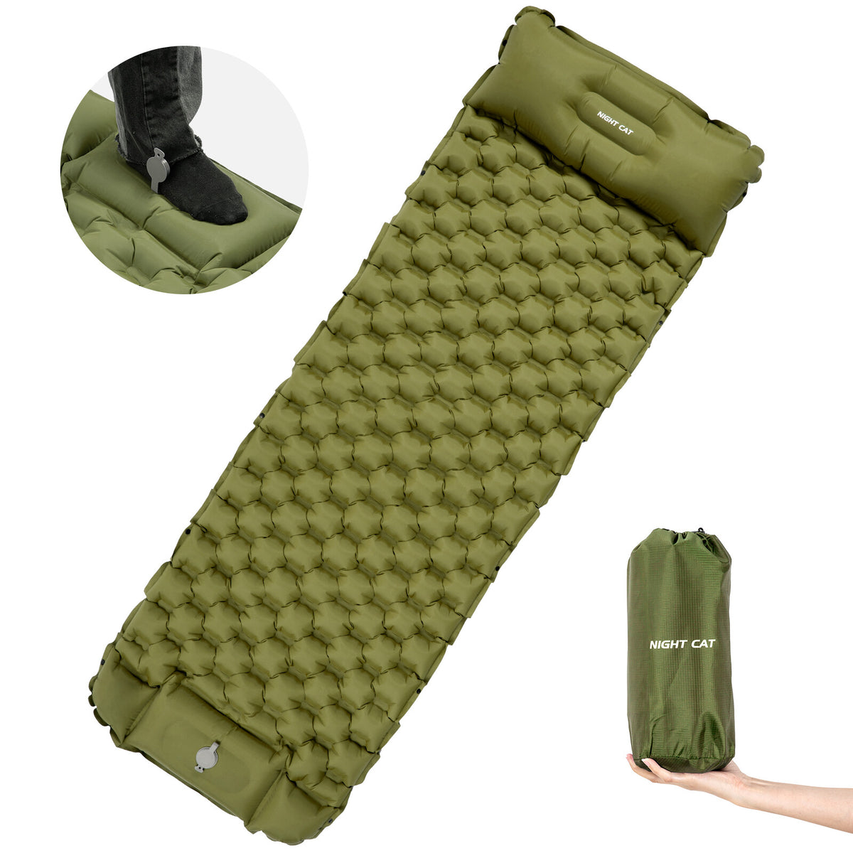 Inflatable Sleeping Pad for Camping & Hiking, Quick-Inflate, Durable Support