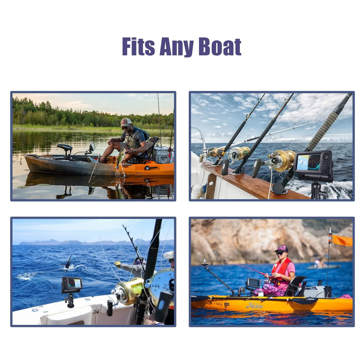 Universal Fish Finder Mount Base with 360° Rotation for Marine Boats & Kayaks