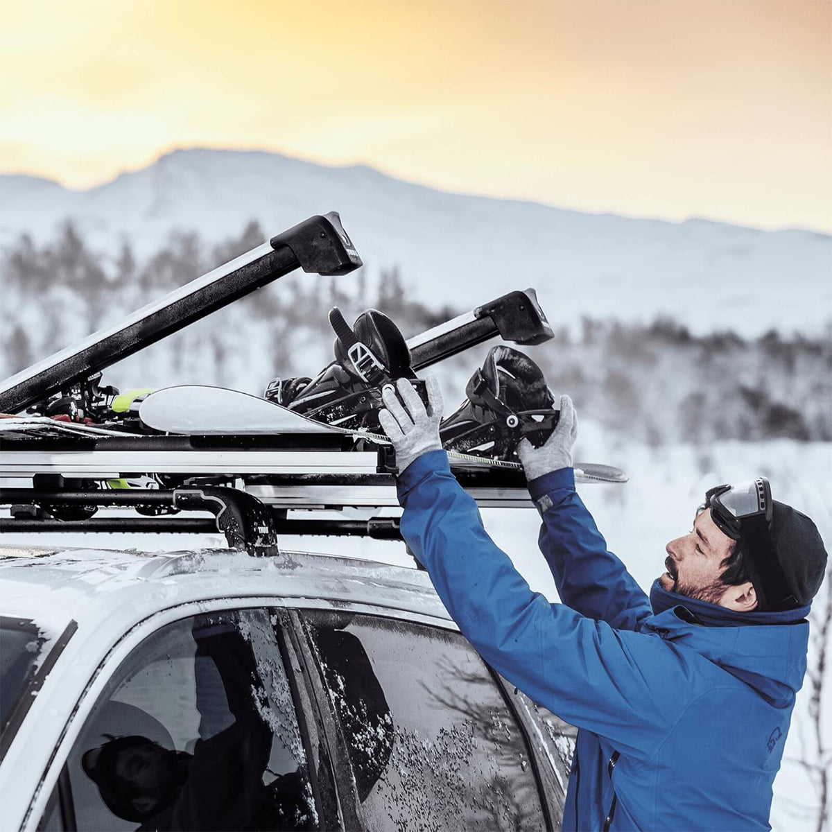 Aluminum Roof Rack Ski & Snowboard Carriers with Lock for Mitsubishi Lancer EVO