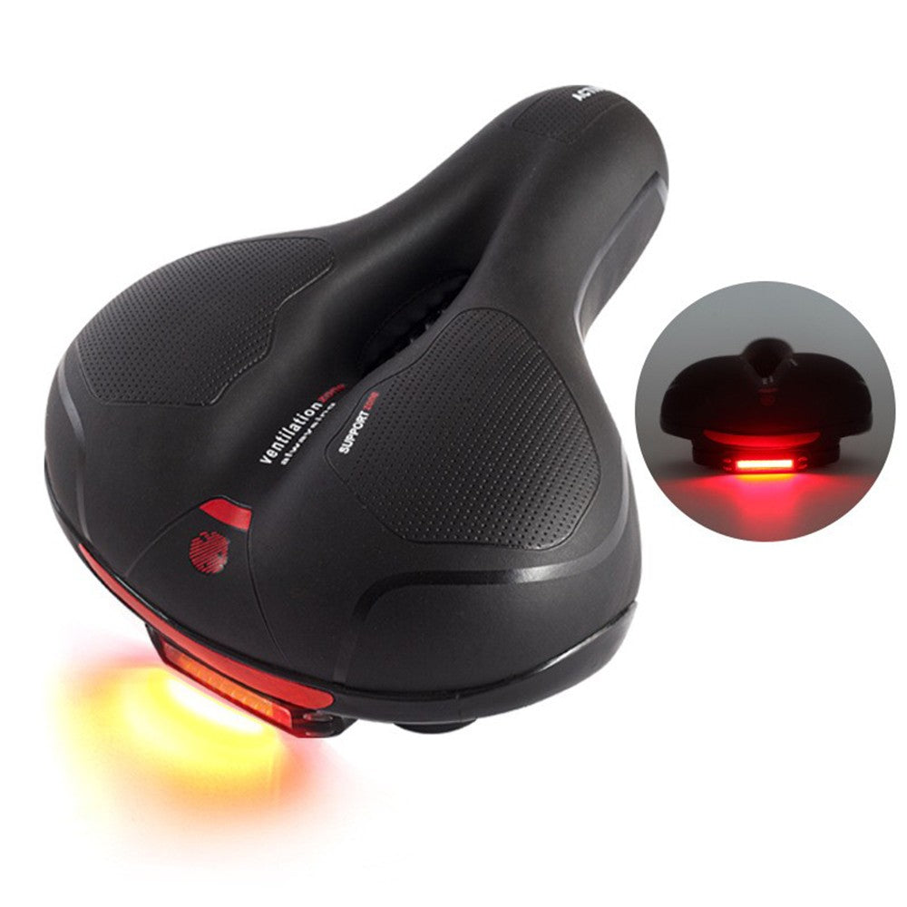 Comfort Bike Saddle with Tail Light Shock Absorbing Waterproof Cover