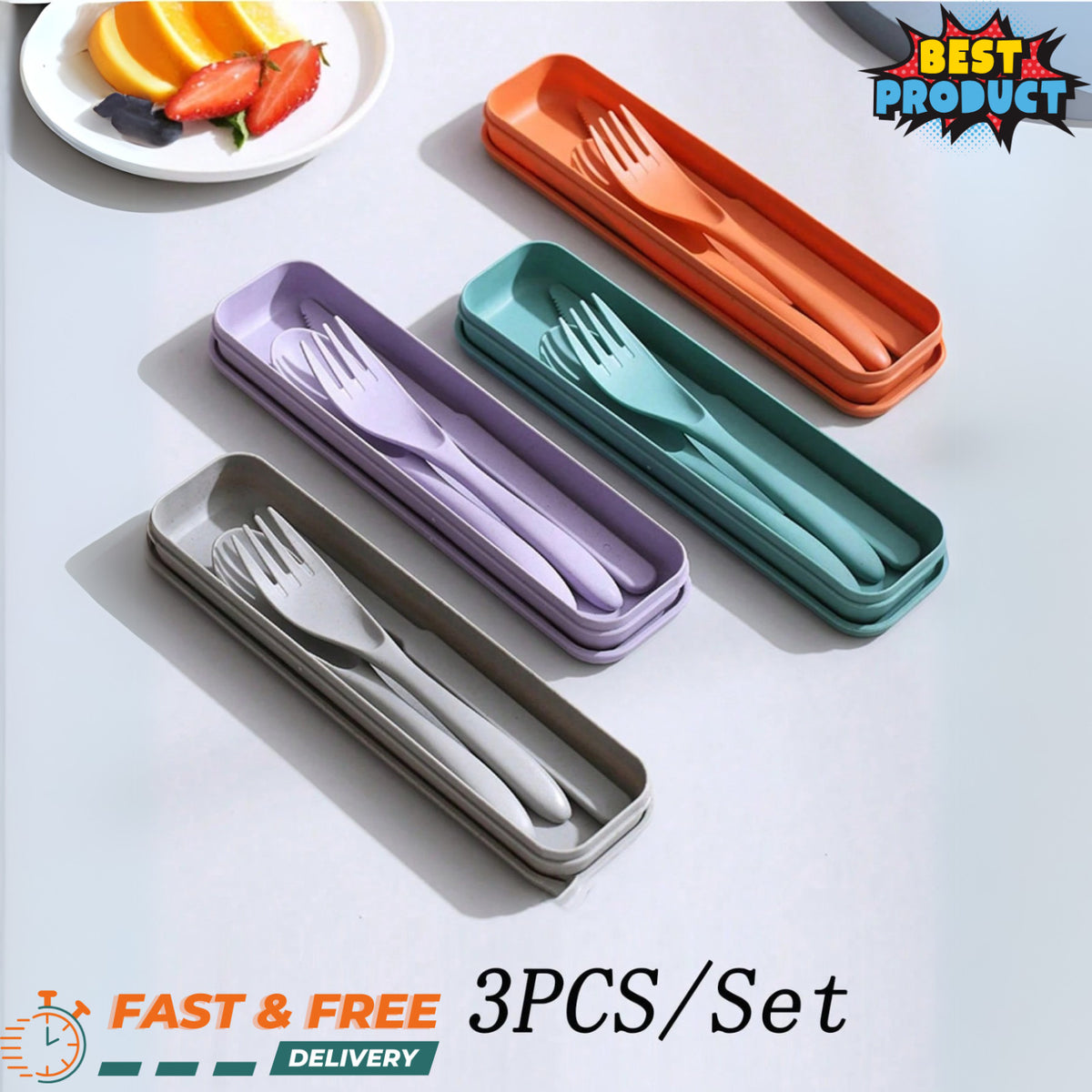 Reusable Travel Utensil Set with Box - Eco-Friendly Cutlery for Camping and Lunch