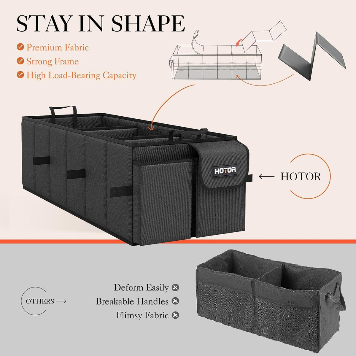 Car Trunk Organizer with Cooler, Foldable 3 Compartments, Heavy Duty Storage