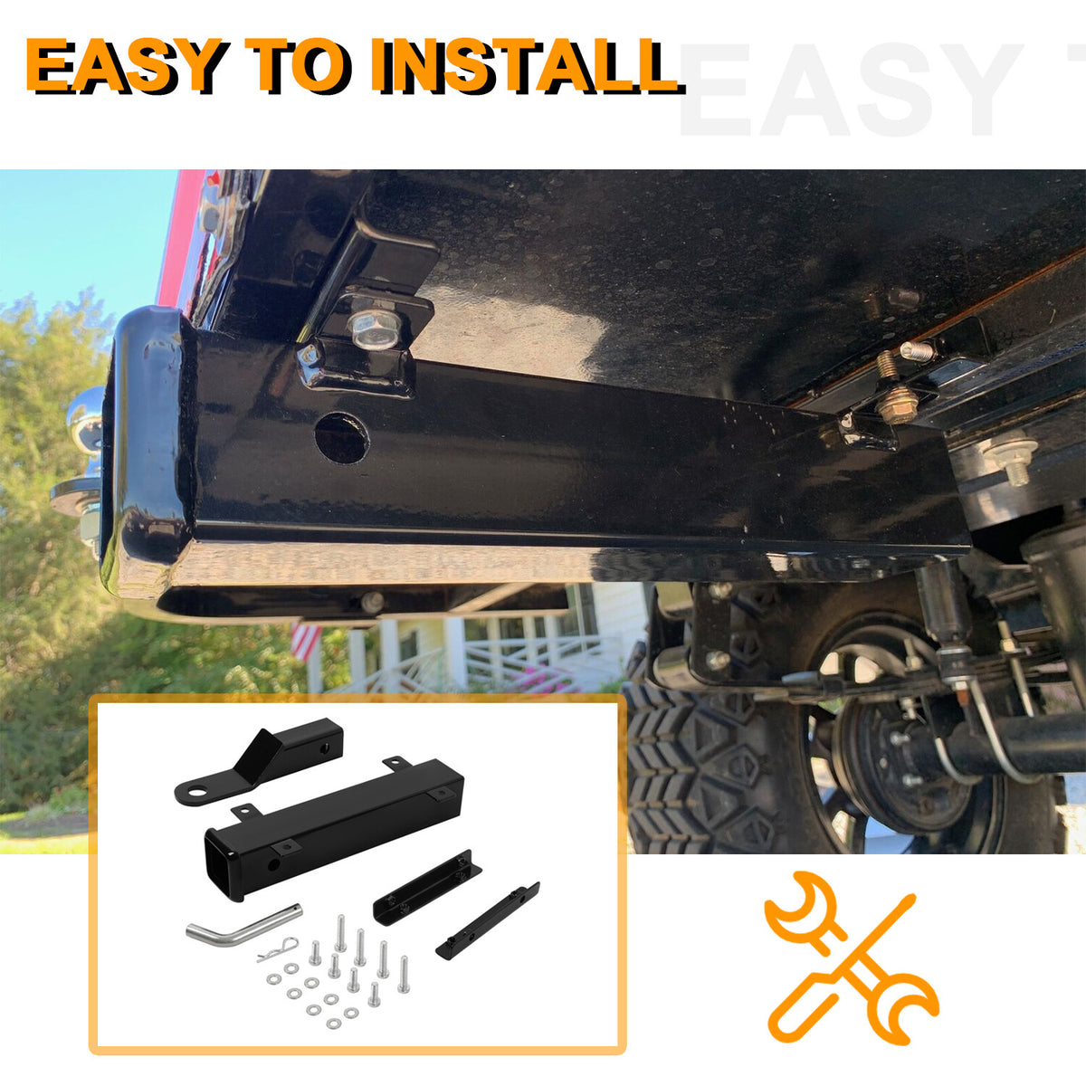 Golf Cart Trailer Hitch with 2-Inch Receiver for Club Car EZGO Yamaha