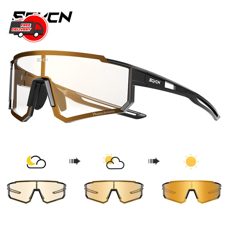Photochromic Cycling Sunglasses UV400 Men Women UV Protection Bike Glasses