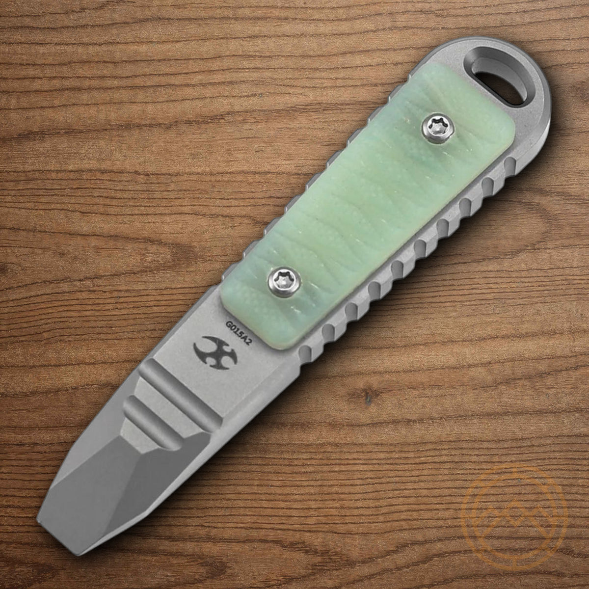 Titanium Pry Bar with Jade G10 Grip and Pocket Clip - Construction Tool