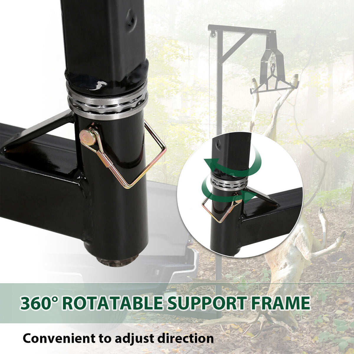 600LB Hitch Mount Deer Game Hoist Winch with Gambrel for Big Game Processing