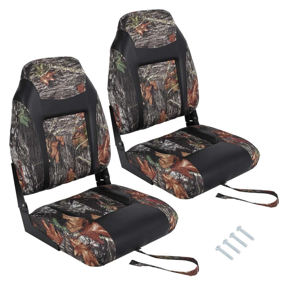 2-Pack Fold-Down Boat Seats with Thick Cushions and Weatherproof Material