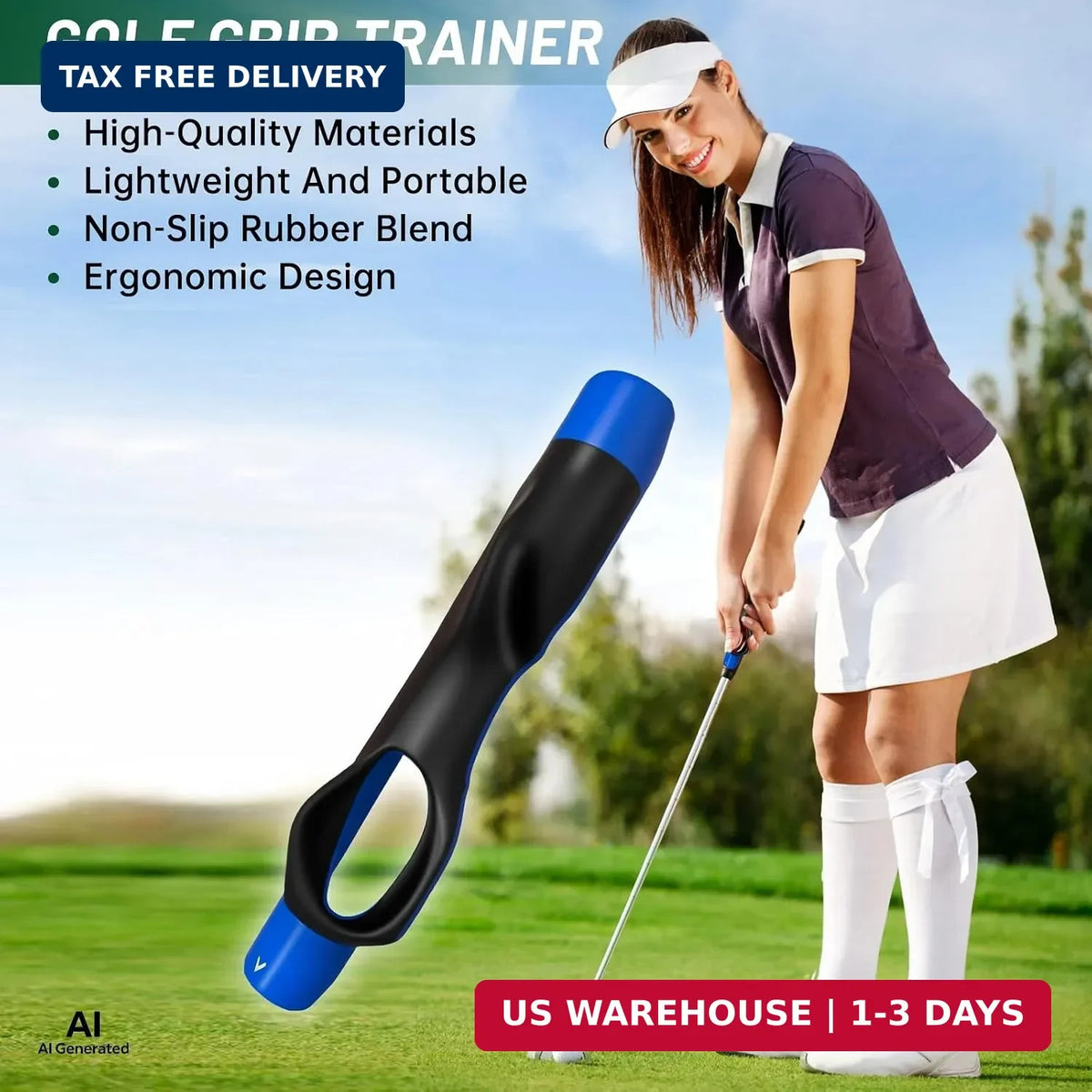 Golf Grip Trainer - Non-Slip Durable Hand Position Aid for Swing Improvement