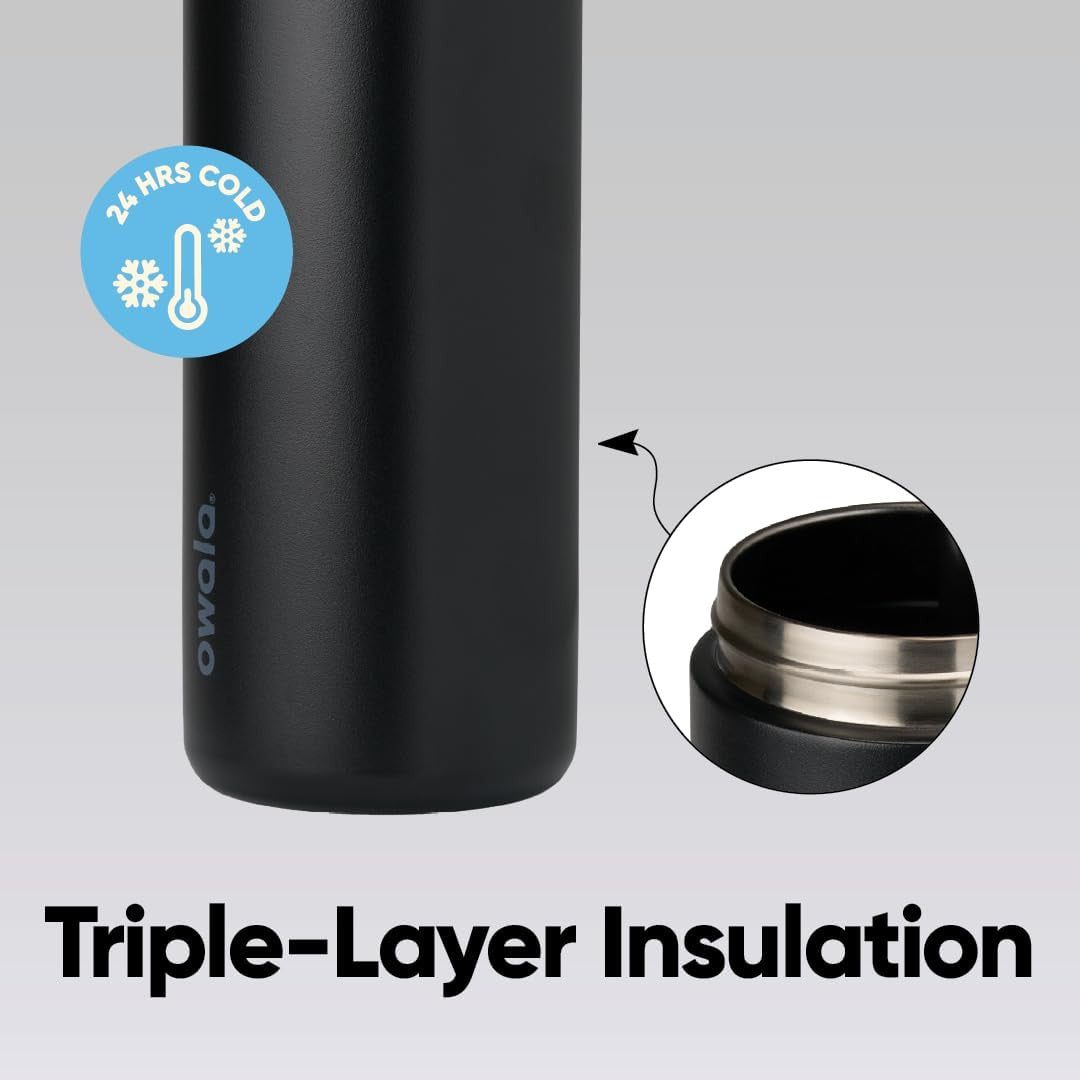 Insulated Stainless Steel Water Bottle 32 Oz with Locking Push-Button Lid