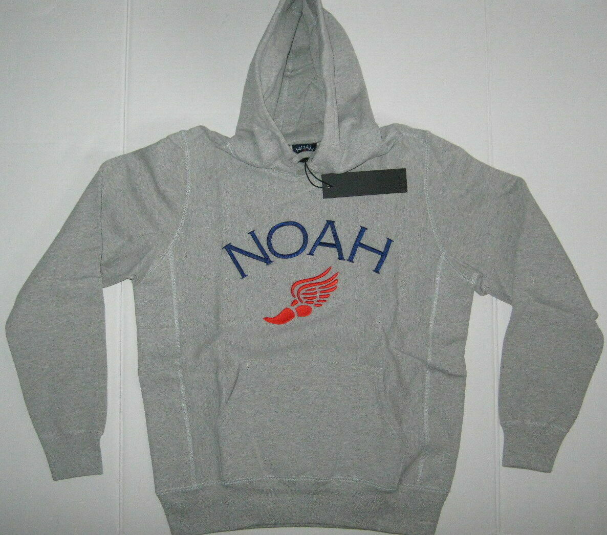 Women's Embroidered Hoodie with Wing Foot Logo Heather Grey Size S