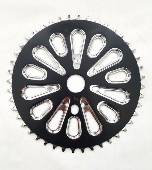 44T Bicycle Chainring One Piece Crank Wheel Black Chrome