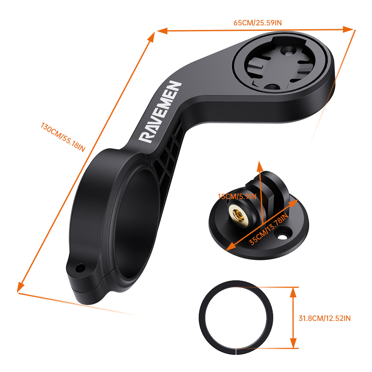 Bike Mount Bracket for Garmin, GoPro, RAVEMEN Front Lights & Devices