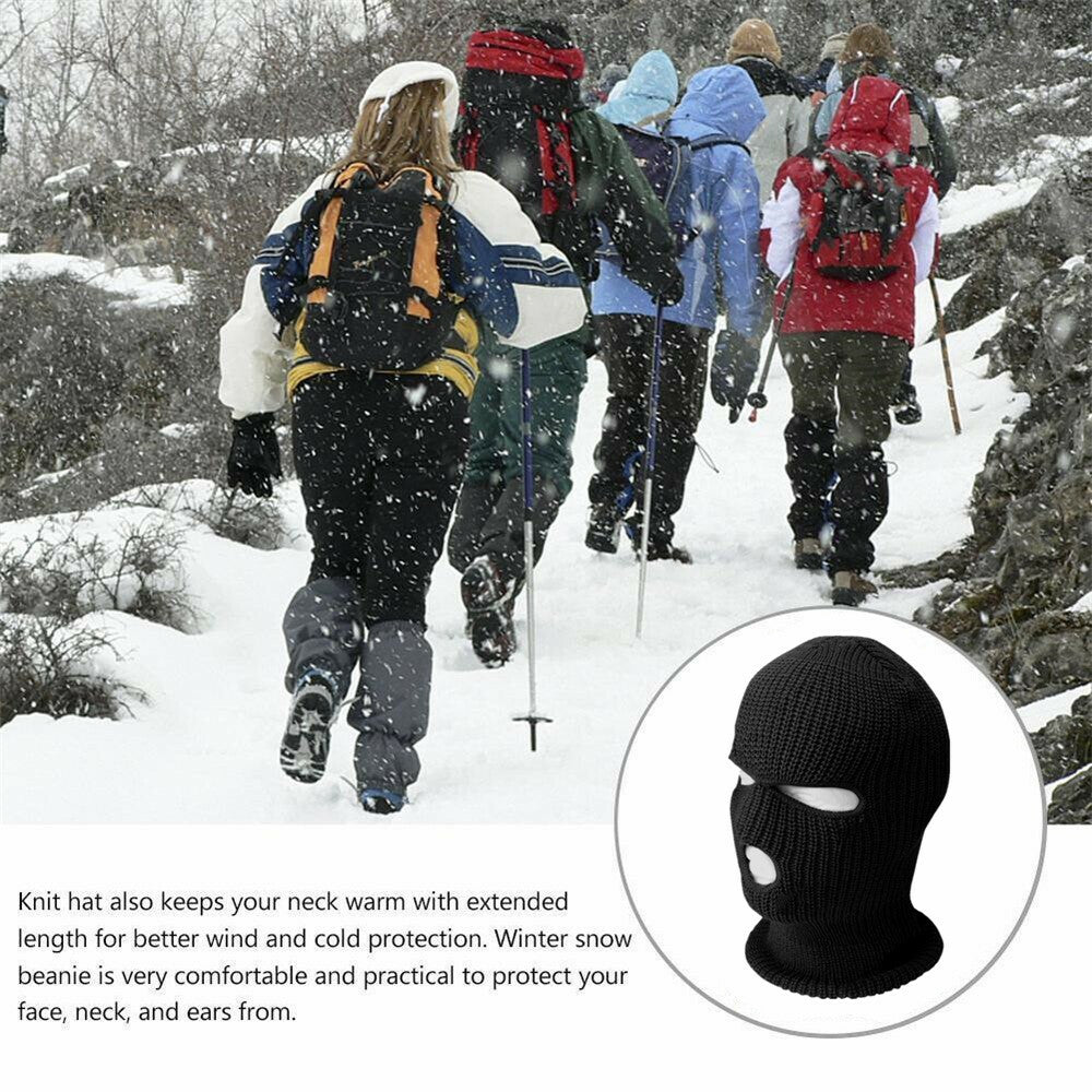 Winter Ski Face Mask with 3 Holes Balaclava Hood Beanie Black Tactical